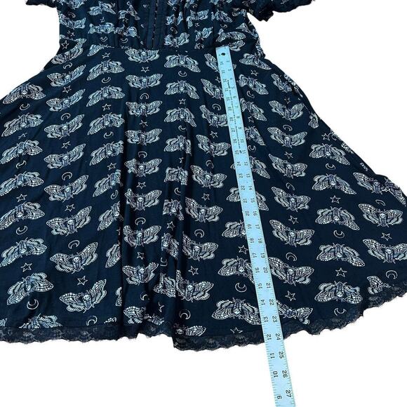 HOT TOPIC Death Moth Black Fit Flare Mini Dress Witchy Whimsygoth Fairy Sz XL - Picture 8 of 12